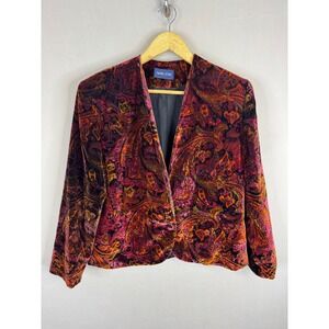 Paris Star Vintage Paisley Velvet Blazer Jacket Multi-Color Size 14 Canada